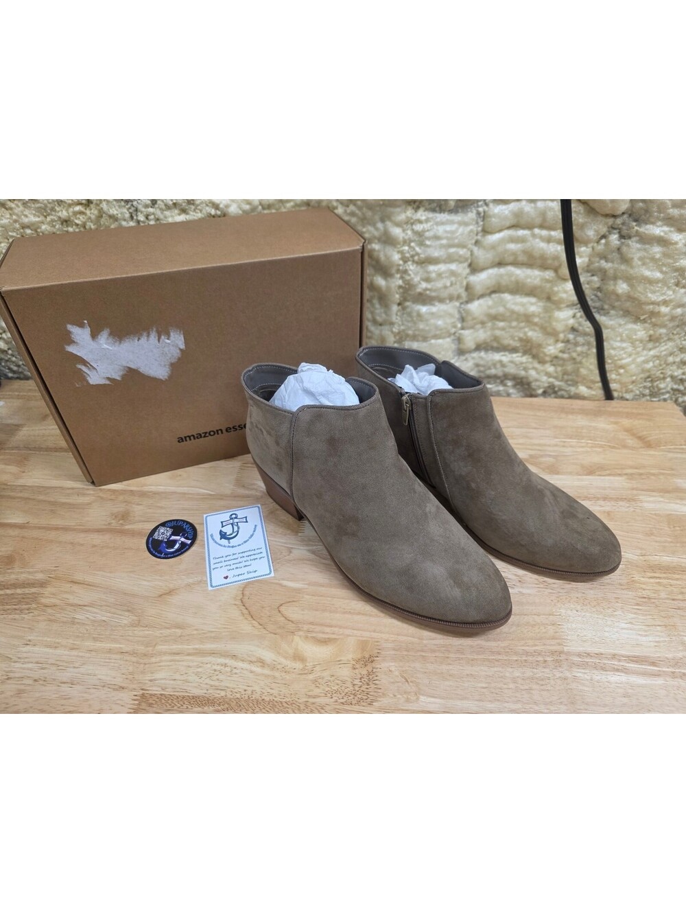 AMAZON ESSENTIALS WOMEN’S ANKLE BOOTS TAUPE SIZE 13